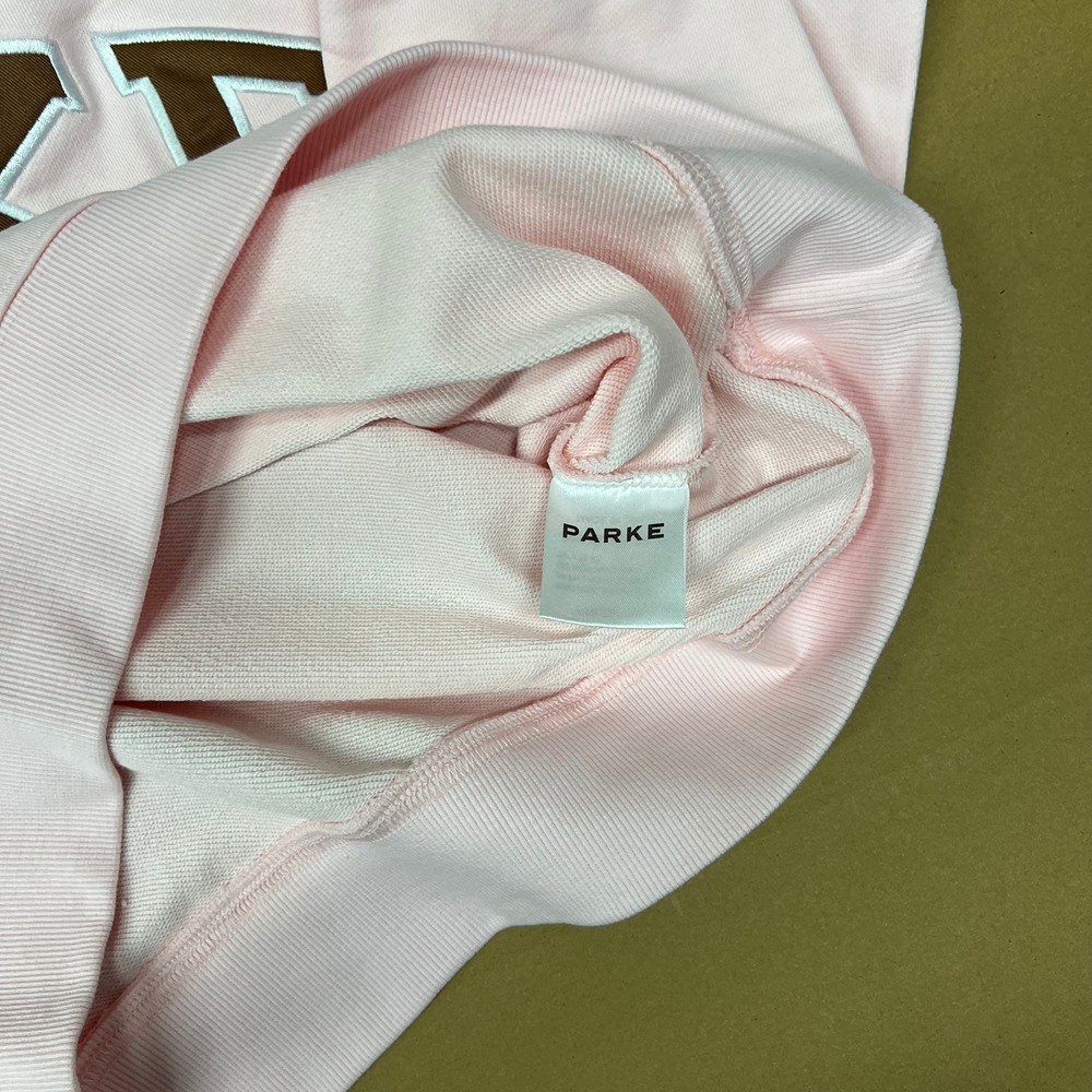 PARKE Light Pink Mock Neck Varsity Sweatshirt - Picture 6 of 6